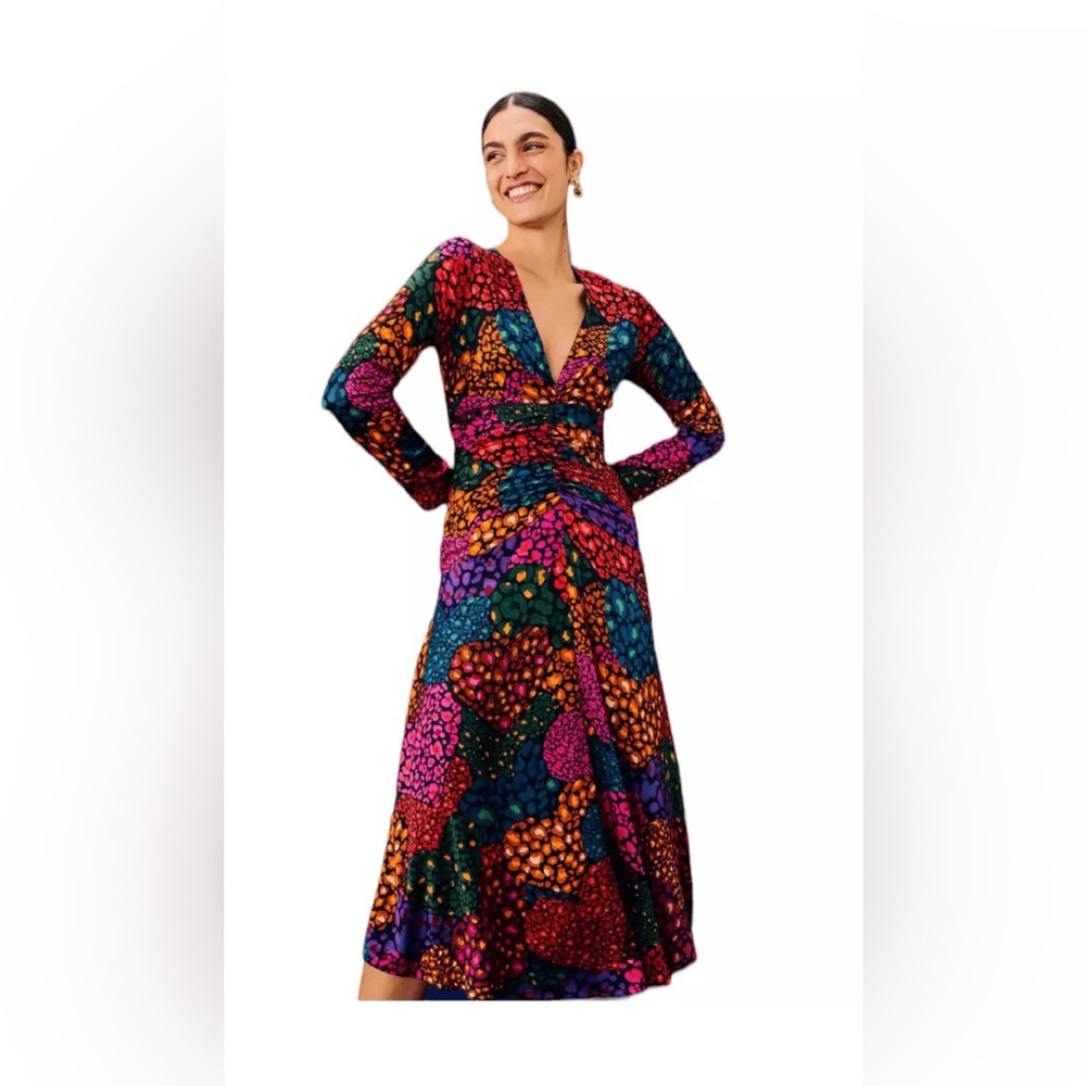 Farm Rio Dresses Farm Rio Rainbow Hearts Viscose Midi Dress, X-Small, $296